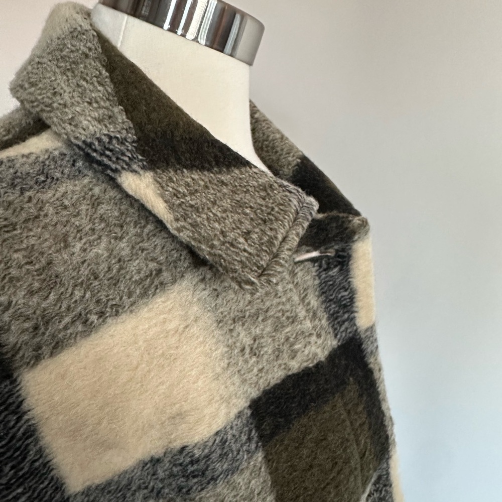 Madewell Belrose Shirt-jacket Wool Blend In Maran Plaid Green Black Ivory LG NWT - Picture 7 of 16